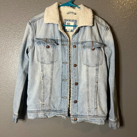 RSQ Sherpa Lined Light Wash Denim Jacket - Men's M - Picture 1 of 7